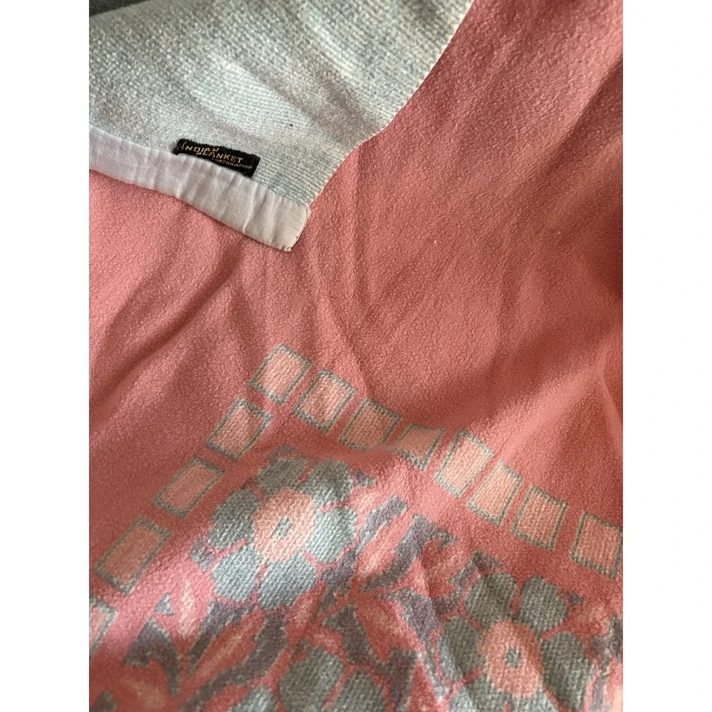 Vintage Cotton Indian blanket brand Chicago reversible floral queen RARE floral
